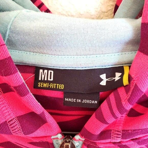 Under Armour Womens Pink Zebra Print Hooded Sweatshirt S Full Zip - Picture 3 of 11